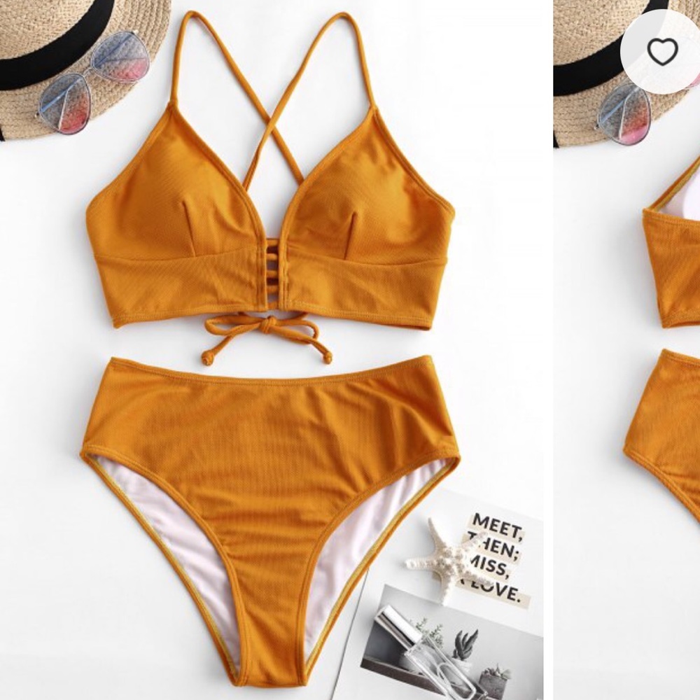 Textured Crisscross High Cut Tankini Swimsuit